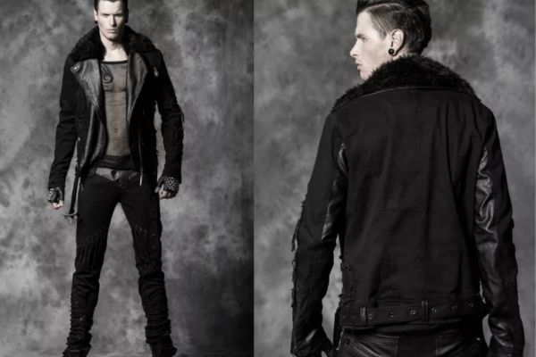 Quần jeans + áo jacket da cho phong cách gothic trong thời trang nam