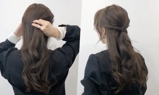 Kiểu tóc buộc nửa đầu duyên dáng cho bạn gái