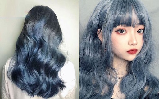 Nhuộm tóc màu xanh dương đen khói có cần tẩy tóc? Kiểu nào đẹp?