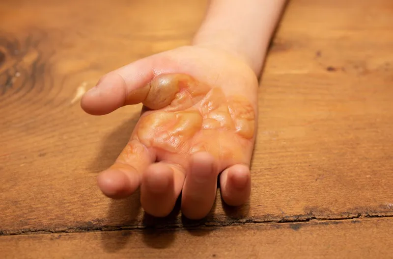 da tay bị phồng rộp