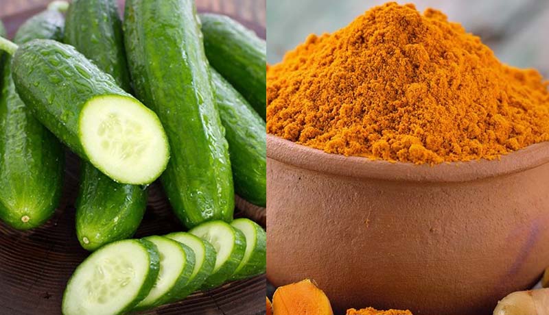 dưa leo kết hợp với tinh bột nghệ giúp trắng da, ngừa mụn hiệu quả